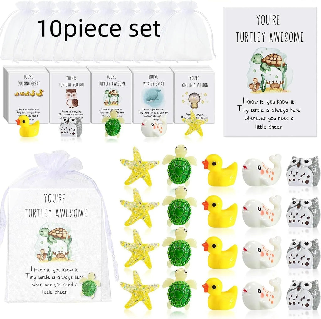 Set of pun-themed inspirational greeting cards made from solid resin material, showing multiple card designs.