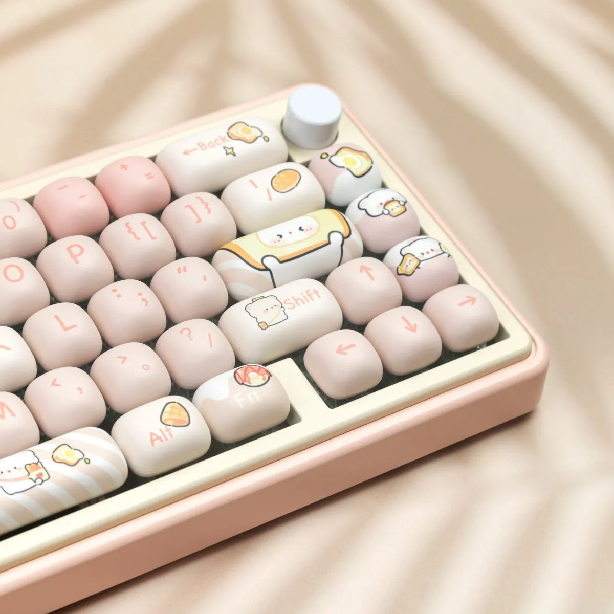 MOG Steamed Bread PBT key cap set with bread bear design for mechanical keyboards