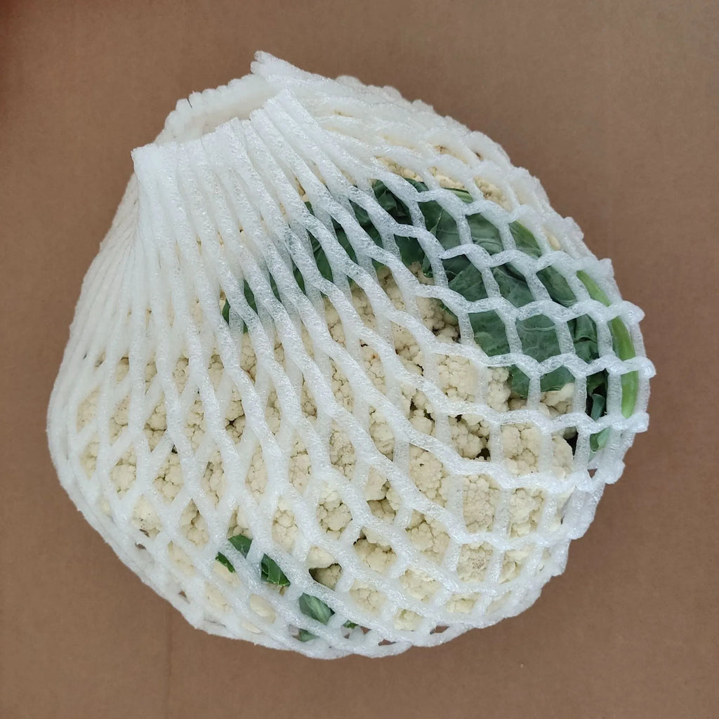 White foam protective net cover pack showing multiple size options for packaging protection
