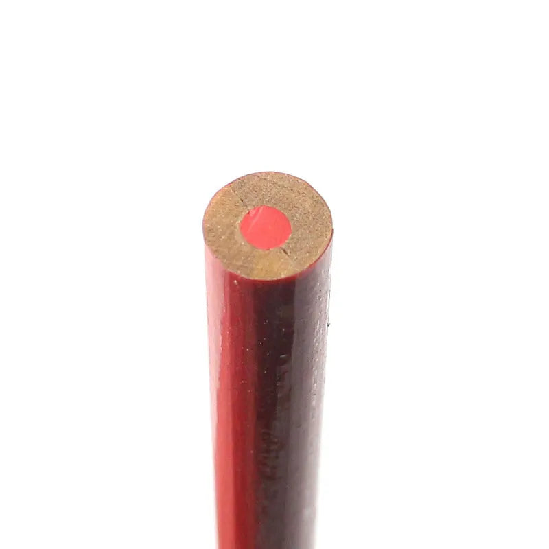 Ten red and blue two-tone round wooden carpenter's pencils for engineering and woodworking