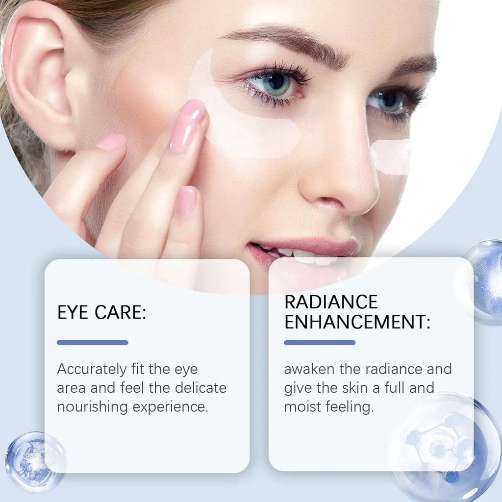 Elastic eye care patch with microneedle design for anti-wrinkle treatment, containing snow extract and sodium hyaluronate
