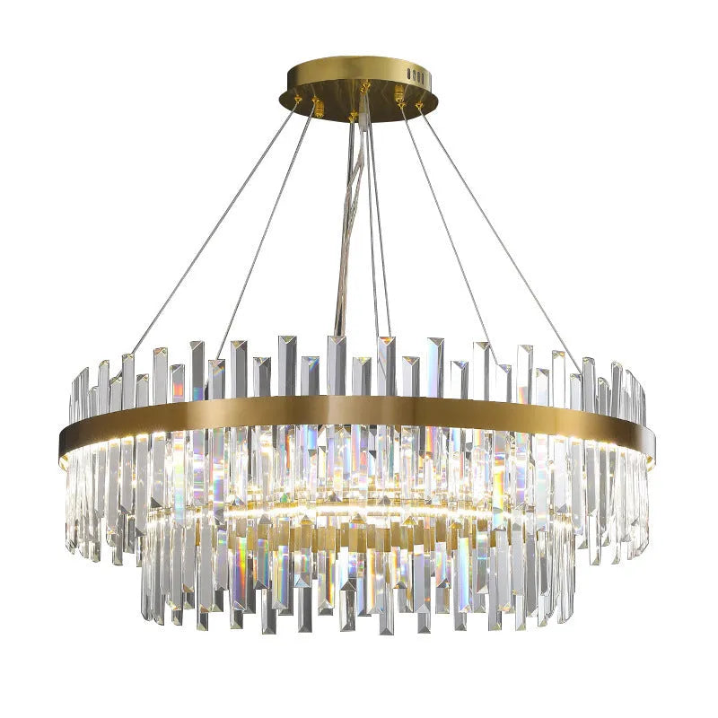 Stainless steel crystal chandelier with adjustable height for atmospheric restaurant and bedroom lighting