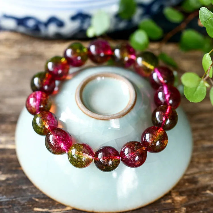 Women's personalised watermelon crystal bracelet in pastoral casual style showing size options