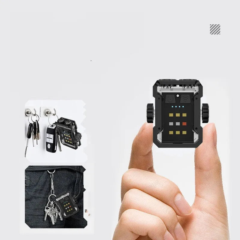 Black aluminium alloy multifunctional keychain flashlight with Type-C charging port