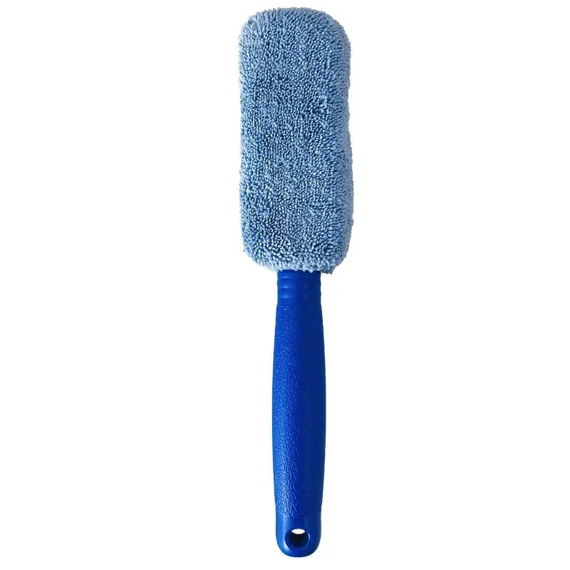 Microfiber long handle car wash tyre brush with 29cm extended reach for cleaning wheels