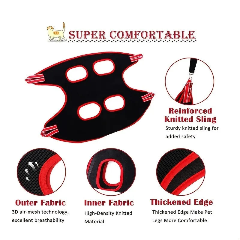 Pet grooming hammock restraint bag for cats and small dogs in four sizes for safe nail trimming and bathing
