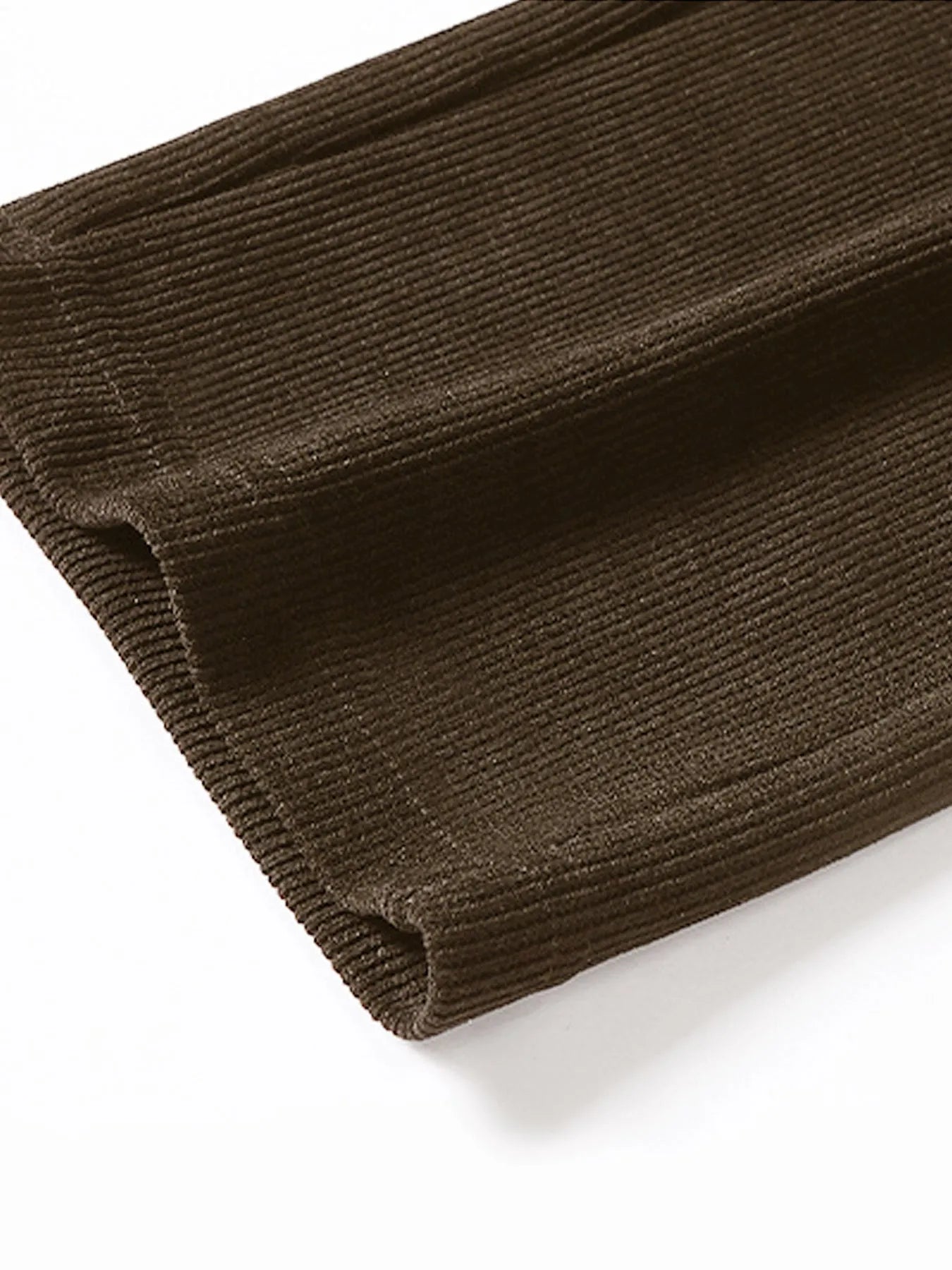 Retro corduroy men's casual pants with stripes, mid waist, in black color, polyester fibre