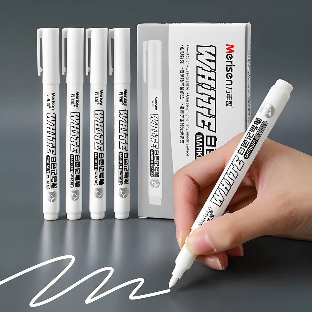 White waterproof painting pen with 2.8mm fine tip and 14cm oil-based single-head body