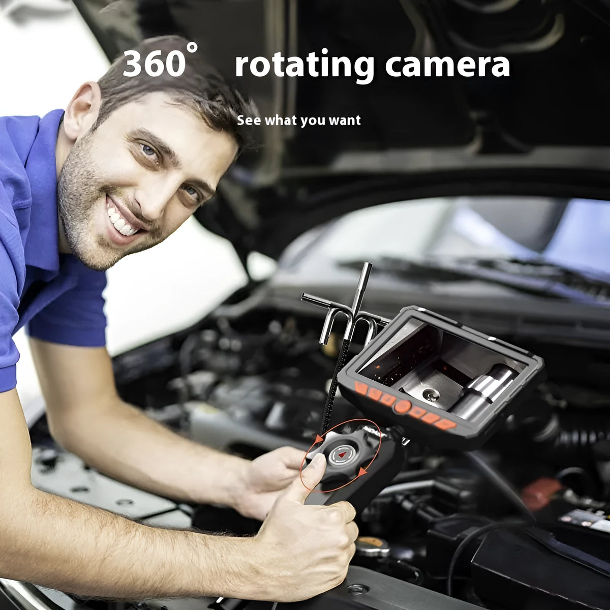 6mm 1080P pipeline inspection camera with 7-inch IPS display and LED for automotive and ship micro hole detection