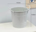Round metal pen holder in various colours including pink, green, red, white and yellow with sticker patch options