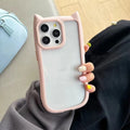 Pink PC cat ears phone case for iPhone showing shockproof design with heat dissipation