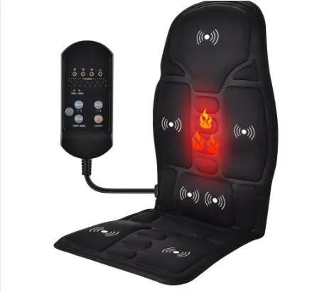 Black electric cervical vertebra massager with remote control in OPP bag packaging