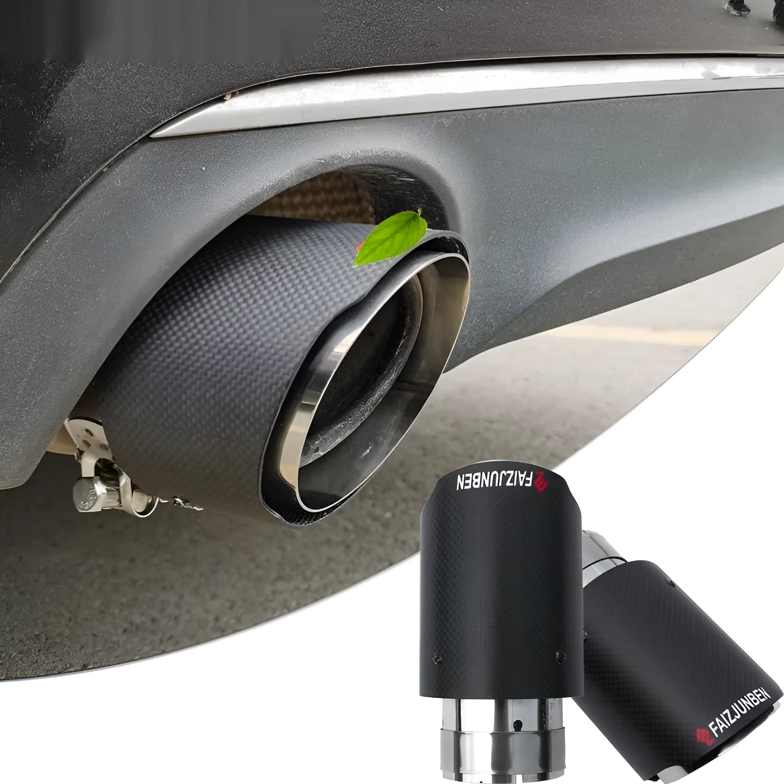 Carbon fibre stainless steel car exhaust pipe modification with straight edge finish for DIY universal fit