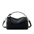 Women's genuine leather crossbody bag square vertical shape soft cowhide black