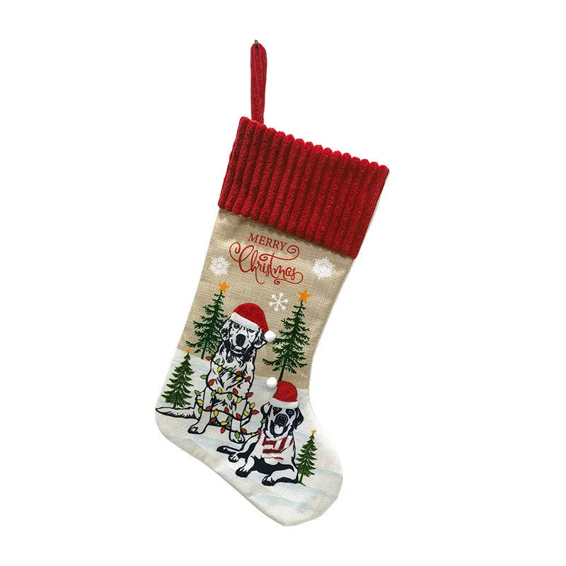 Cloth Christmas tree hanging bag pendant for pets in pastoral or American style, measuring 46cm by 28cm.