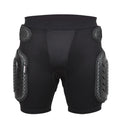 Black cycling protective hip pad pants on a mannequin, showing integrated padding at the hip area.