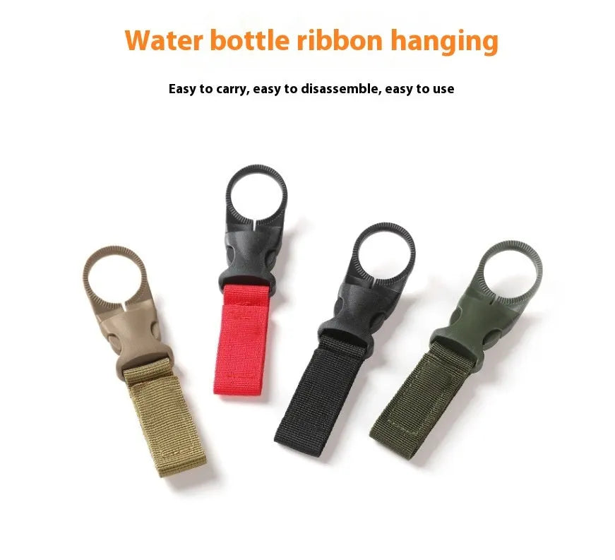 Outdoor Tactics nylon water bottle hanging buckle webbing strip in black colour