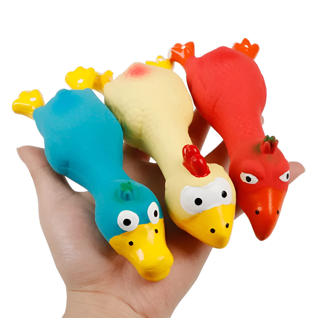 Latex duck pet sound toy in red, blue or yellow for dogs and cats, single decompression sound toy
