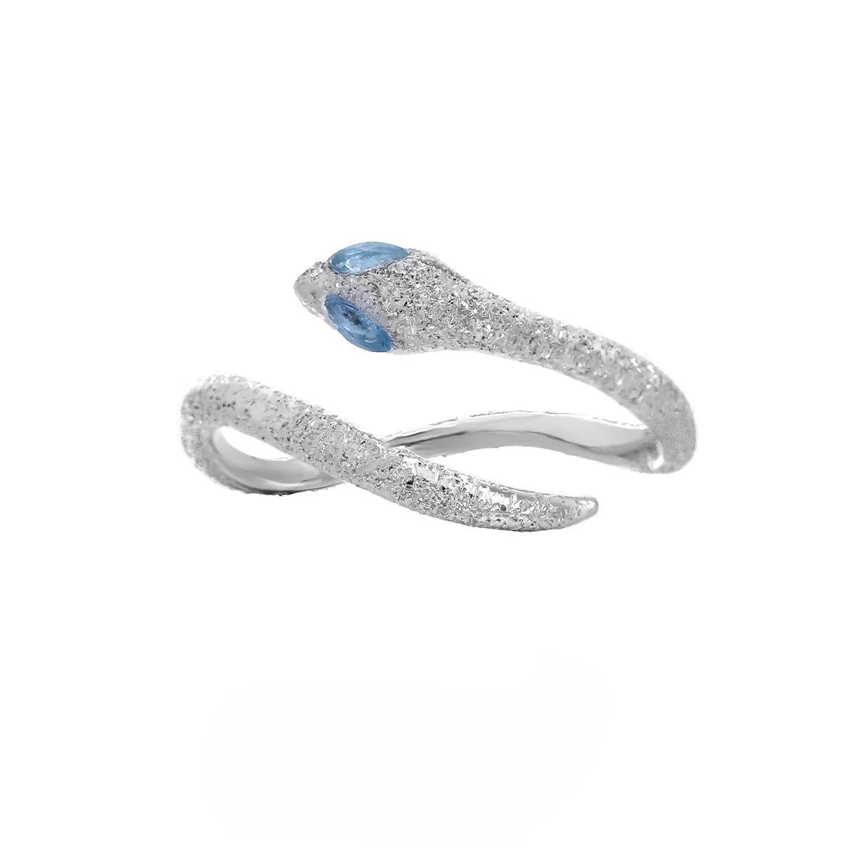 Adjustable snake ring women's jewellery with electroplated silver construction and white gold colour finish