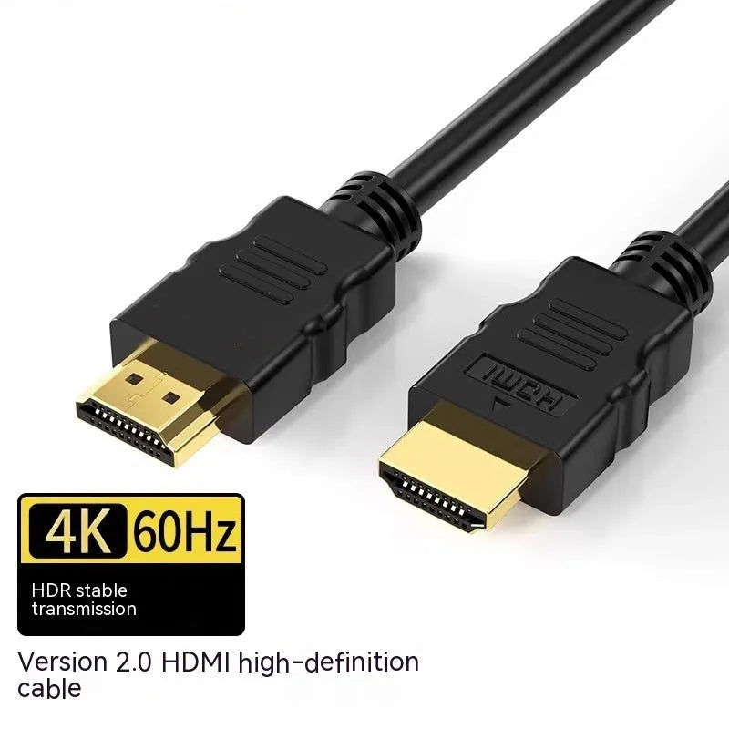 Black gold-plated HDMI cable for TV set-top box and computer monitor, multiple lengths available