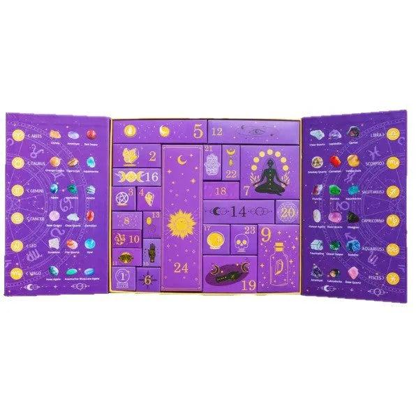 Halloween crystal-design paper gift box with magnetic closure, shown as a countdown calendar.