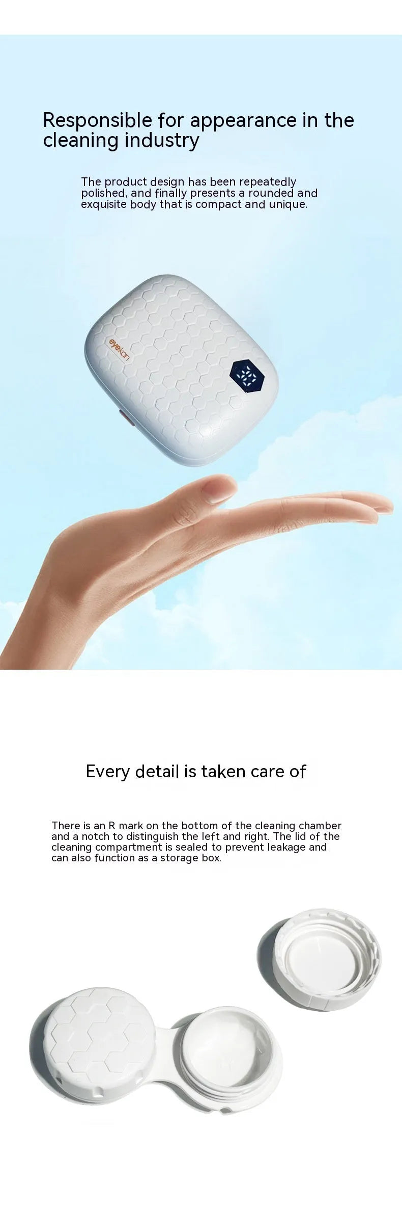 Compact pearl white ultrasonic glasses cleaning machine for invisible spectacles