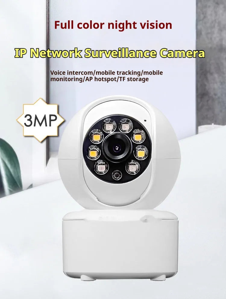 1080p HD home security camera with ceiling mount bracket and dual-light panorama design