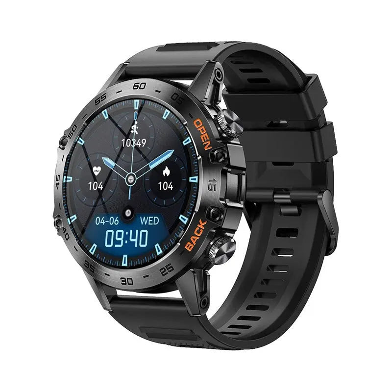 Bluetooth calling smart watch with health monitoring features on wrist showing IPS touch screen display