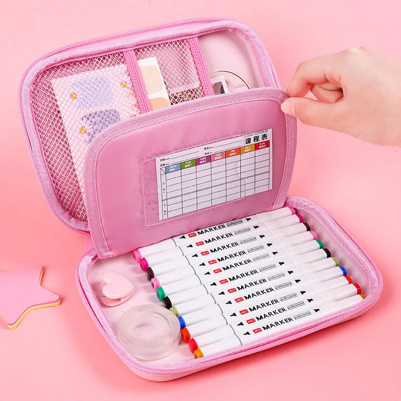 Square canvas stationery box with cartoon anime design in rabbit, dinosaur, or moon cat pattern