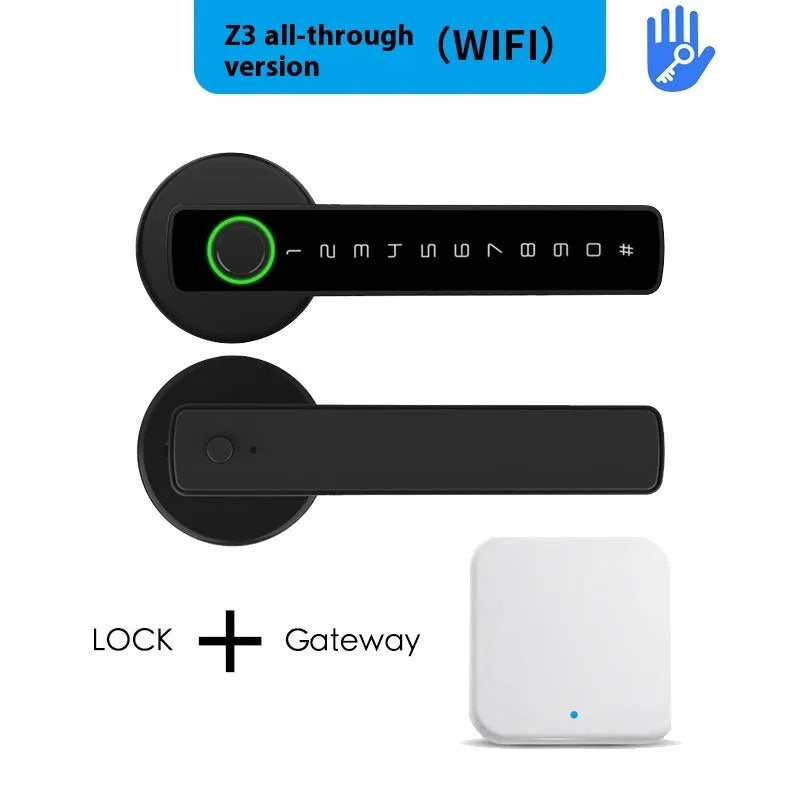 Black smart door lock with spherical card design for wooden interior doors