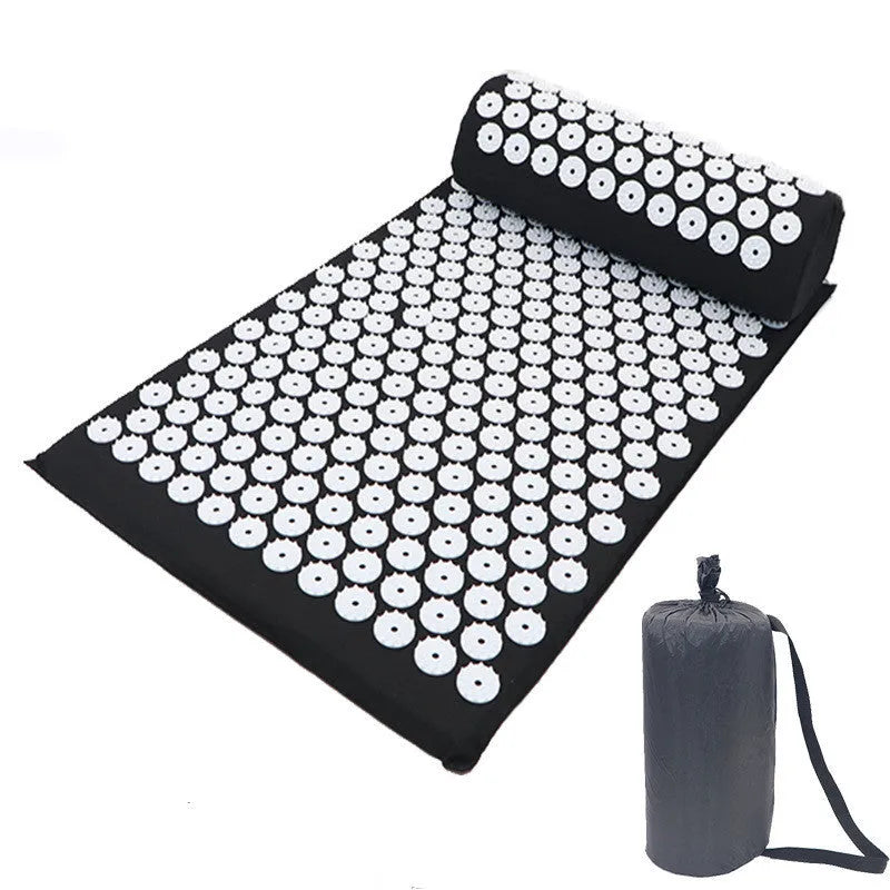 Acupuncture massage cushion pillow 66x42cm foam mat with acupressure spikes in black