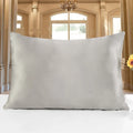 Double-sided 19 Momme silk pillowcase in apricot colour, showing one of 14 available shades.