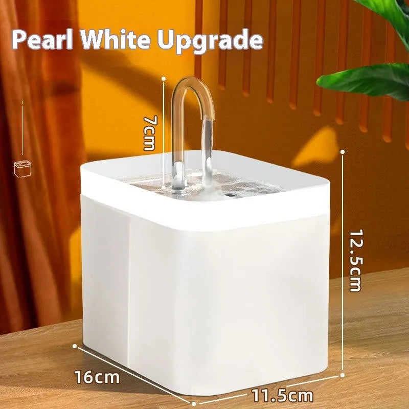 1500ml mute automatic circulating cat water fountain in crystal elbow frosted green with USB anti-dry burning option