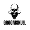 GroomSkull white cleaning cloth 15x15cm with double-sided heat transfer printing and serrated edge