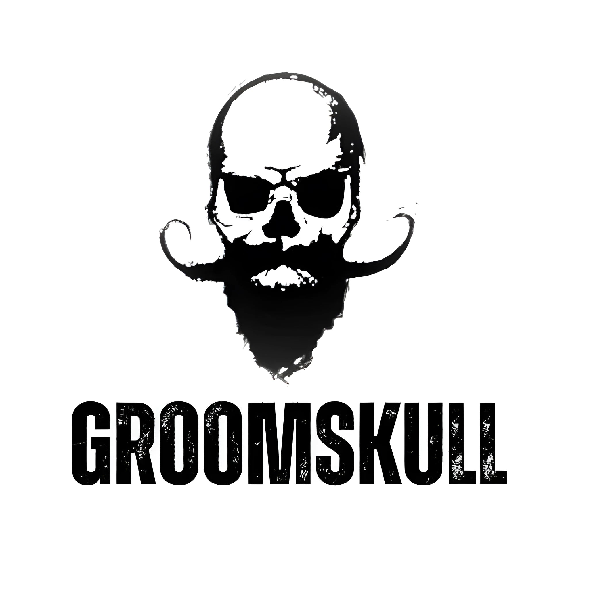 GroomSkull white cleaning cloth 15x15cm with double-sided heat transfer printing and serrated edge