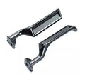Pair of black zinc alloy automobile interior door handles, one left-hand and one right-hand.