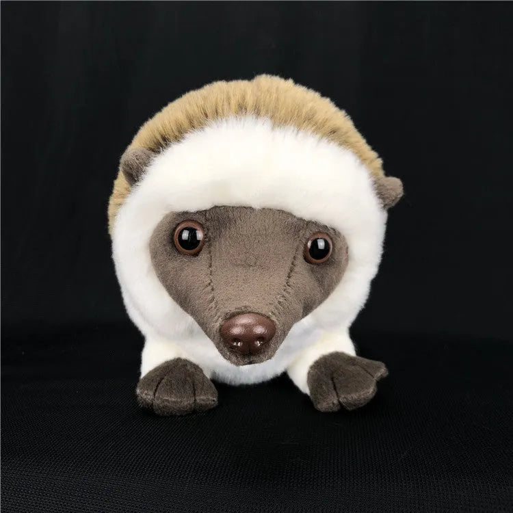 Brown simulation animal plush hedgehog toy, 24cm height, PP cotton filling