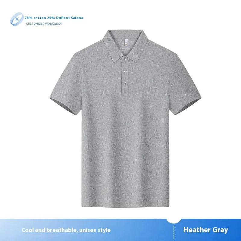Cultural shirt customised business clothes short sleeve combed cotton regular fit solid colour flocked detail