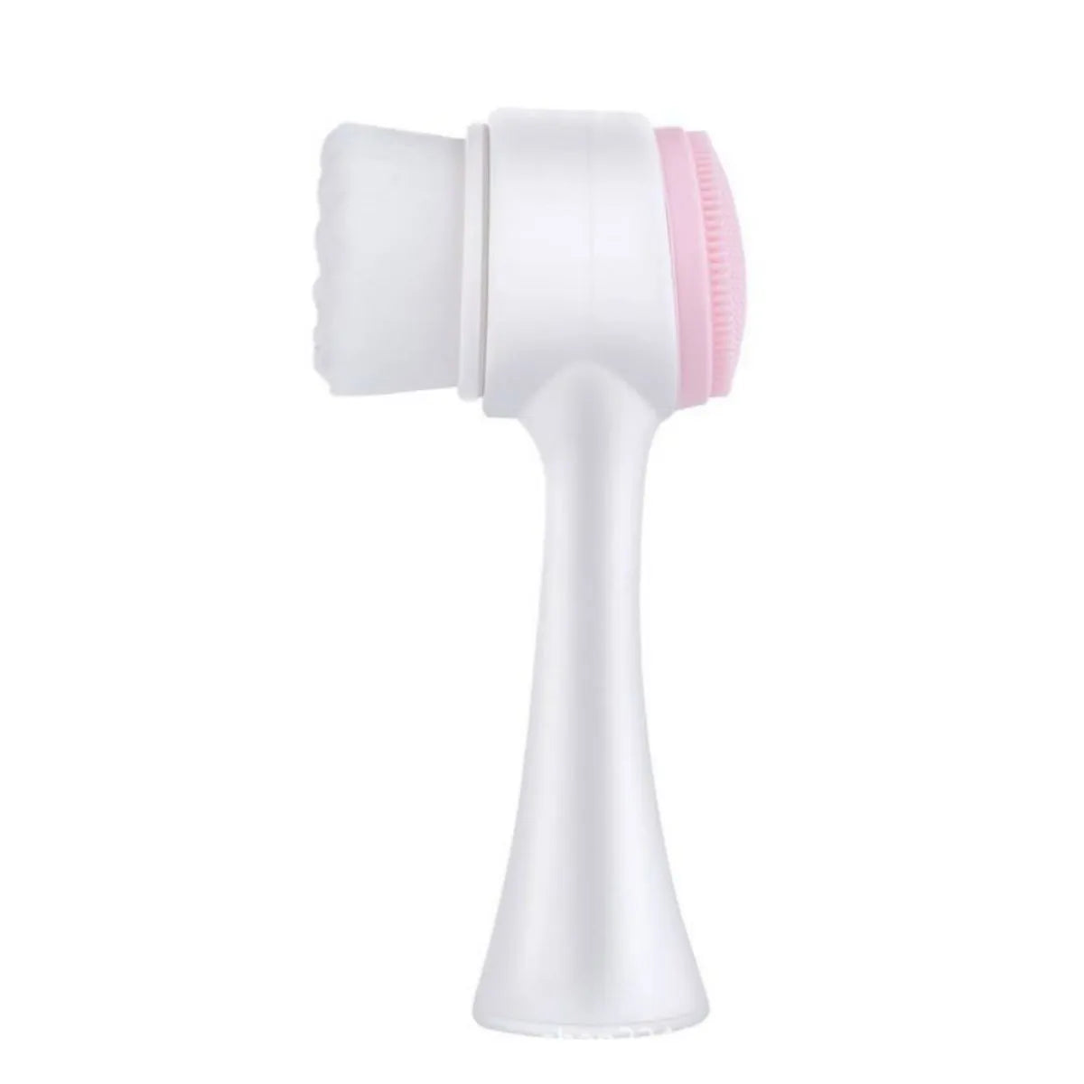 Blue and pink nylon bristle pet paw brush for dogs and cats on a white background.
