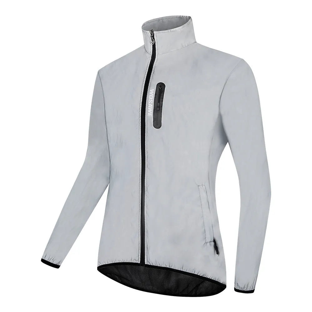 Waterproof polyester long sleeved top in BL220 Silver colour showing European sizing options