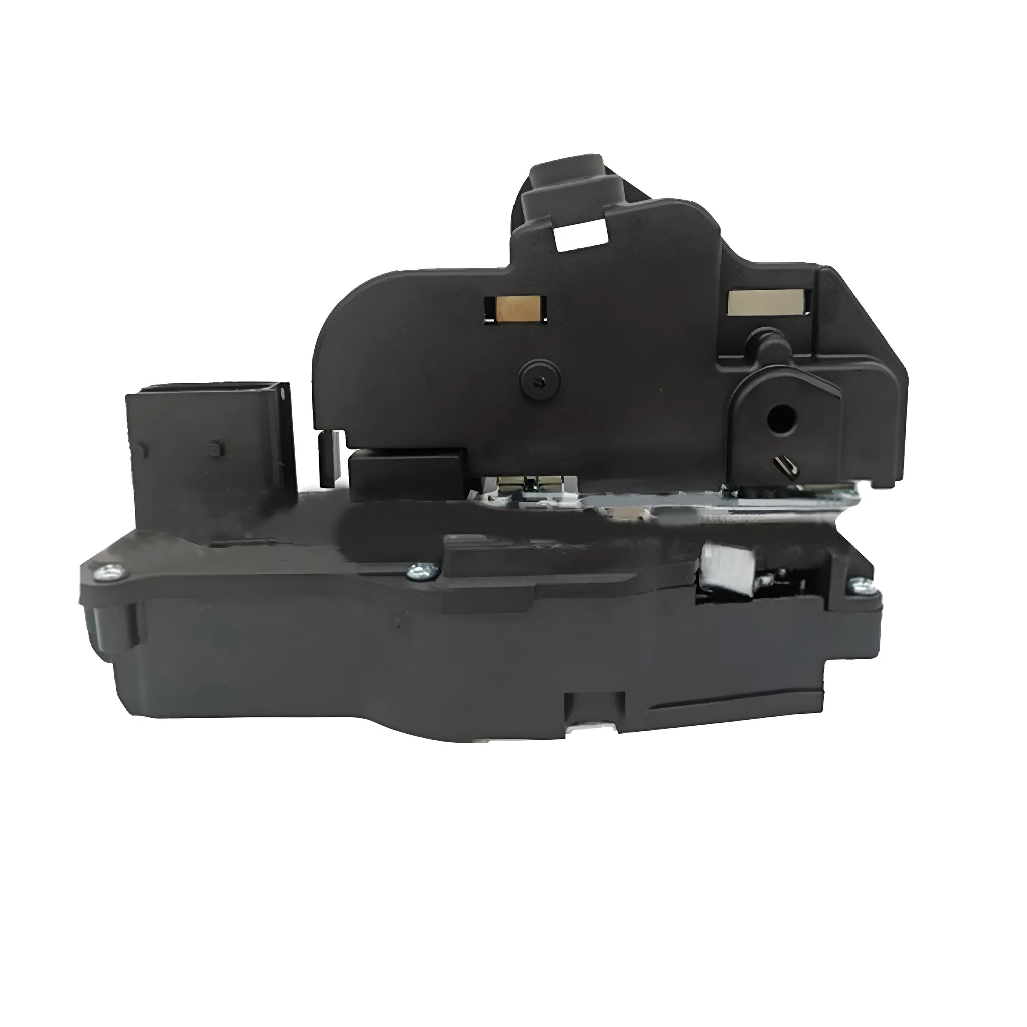 Black plastic door lock actuator for Cadillac SLS right front door