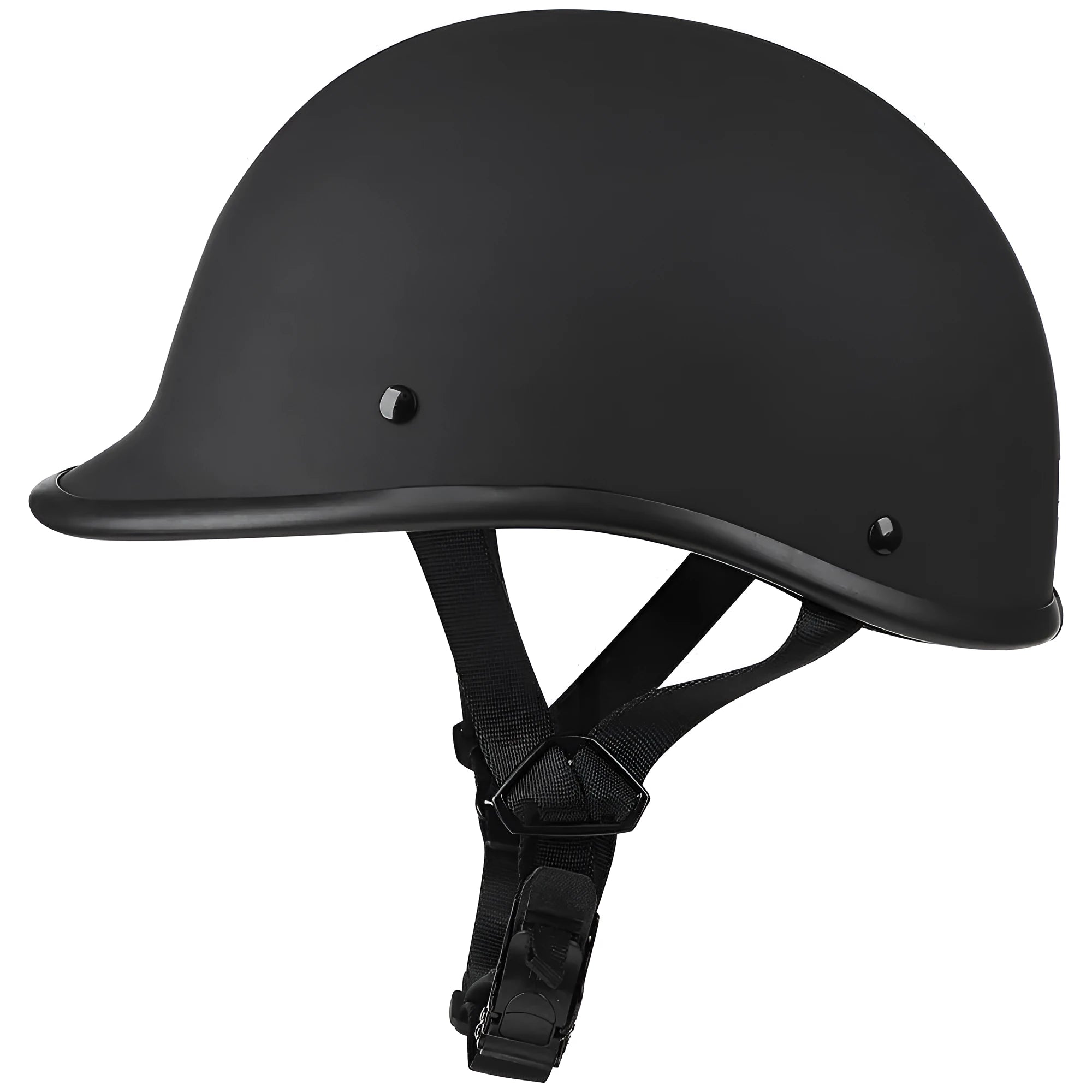 Retro style motorcycle helmet in ABS plastic shown in matte black and other colour options.