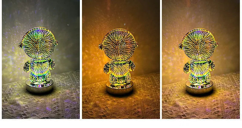 Fireworks astronaut 3D stereo astronaut touch control table lamp with glass shade and USB charging