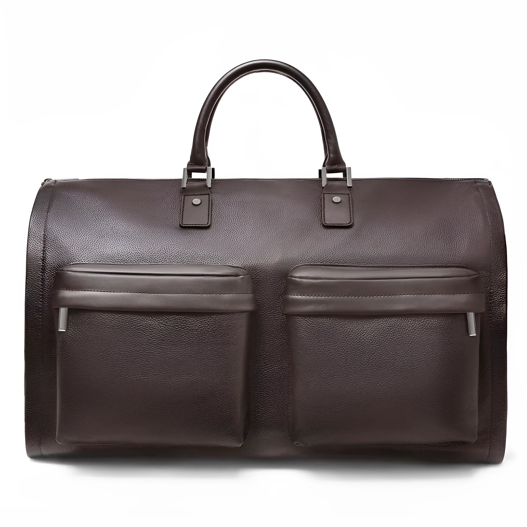 Brown genuine leather handbag tote shoulder bag for women on a white background