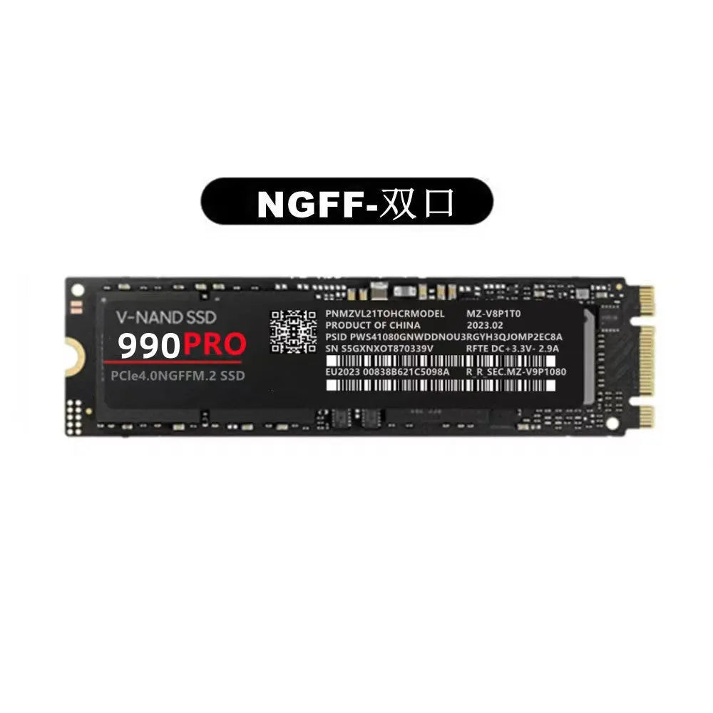 Samsung 990 PRO NVMe M.2 2280 PCI-E internal solid state drive on a dark surface