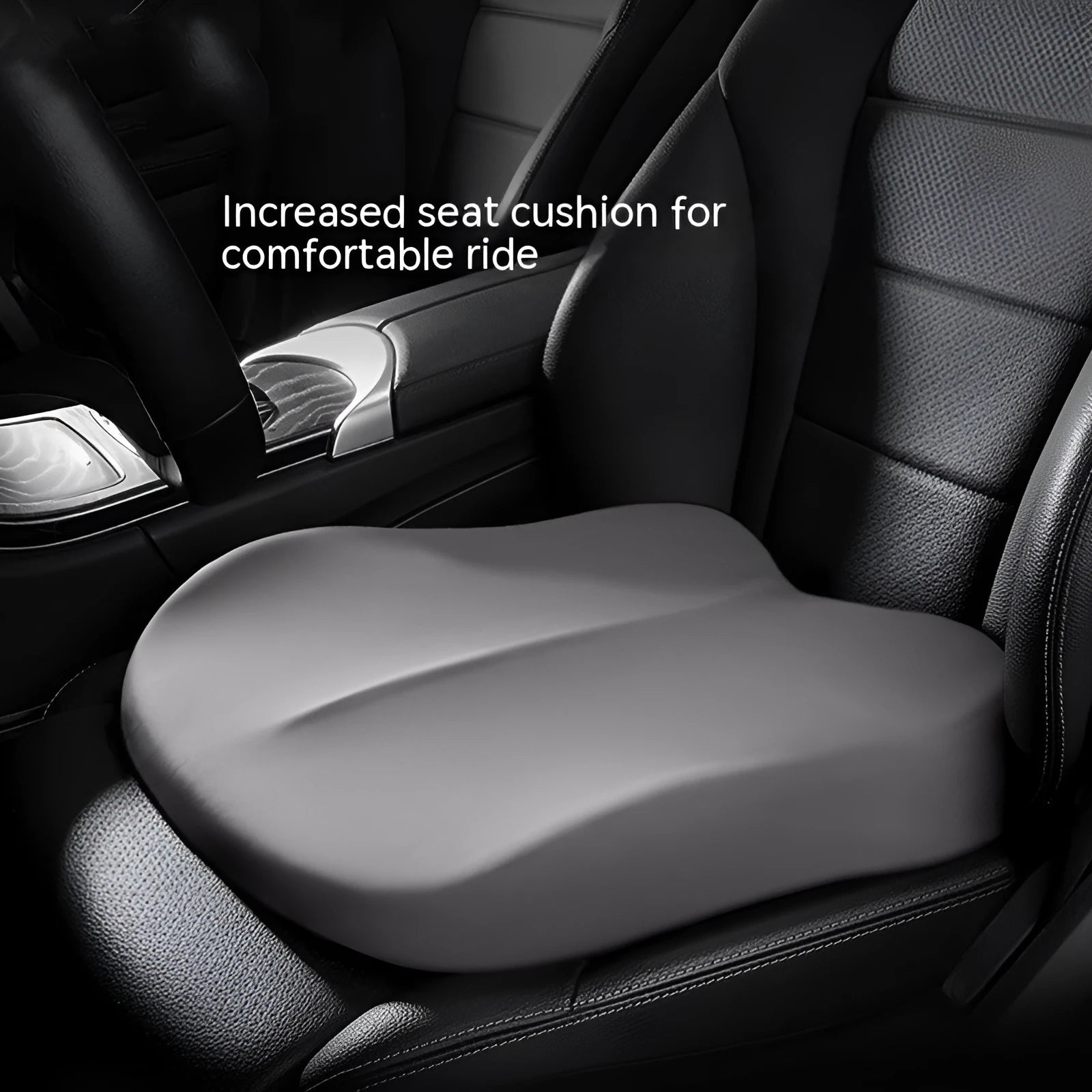 Car seat height adjustment cushion with Ice Silk fabric in various colour options showing 41x41x10cm dimensions