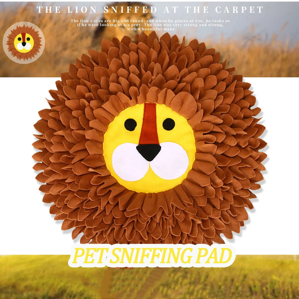 Brown pet sniffing pad with decompression ridges measuring 33x25cm for hiding dog and cat food