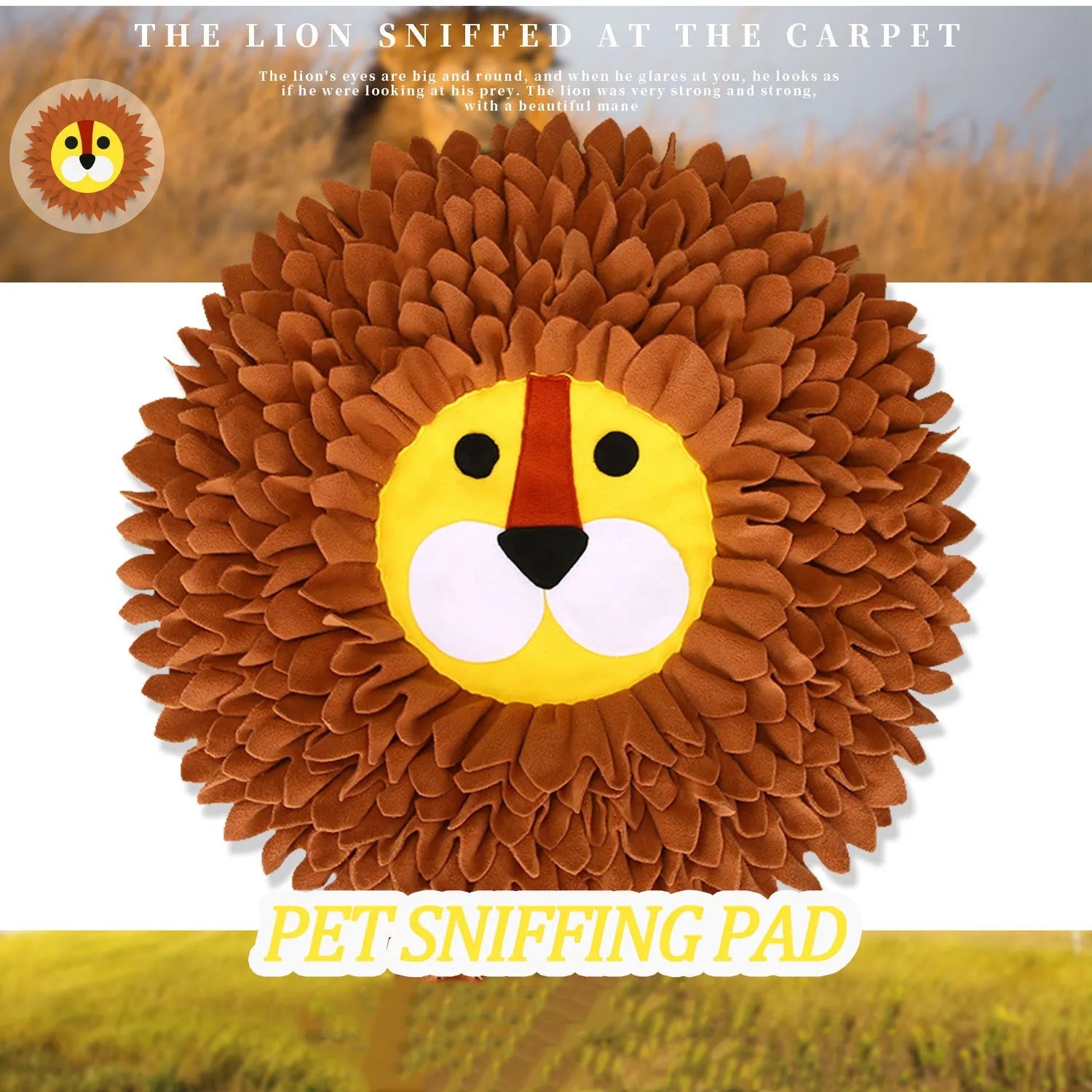 Brown pet sniffing pad with decompression ridges measuring 33x25cm for hiding dog and cat food