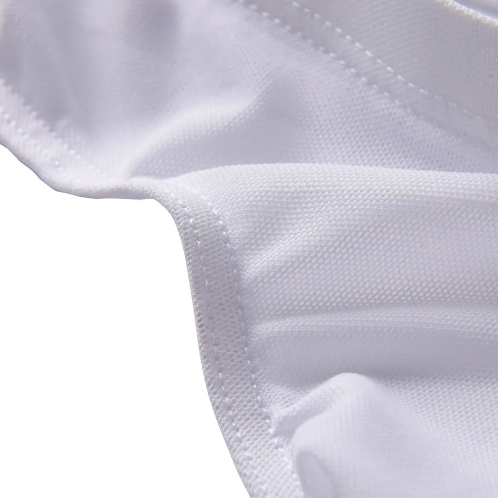 Men's black ice silk low waist briefs on a plain background, showing the brief cut and fabric texture.