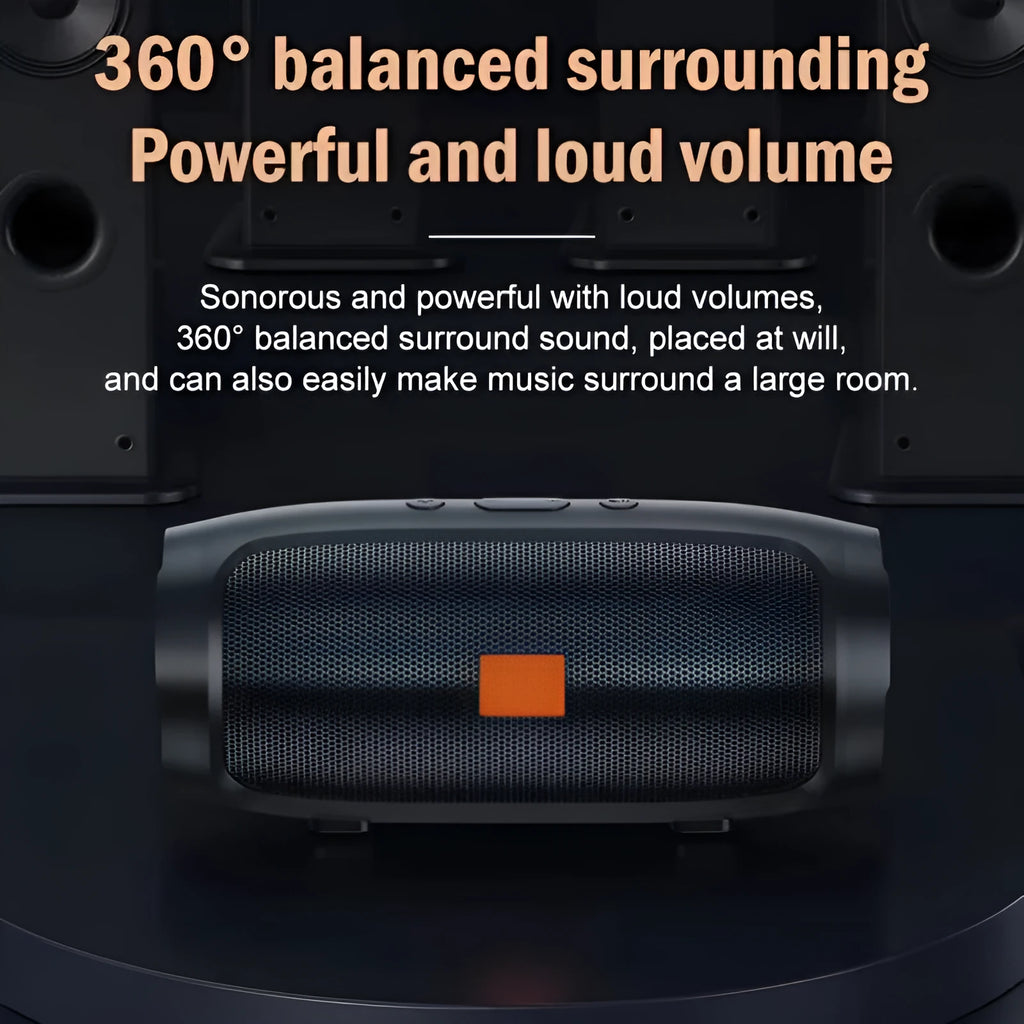 Outdoor portable wireless Bluetooth speaker in black with voice prompt and call function